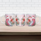 Pink Galah Christmas Australia Ceramic Mug Watercolor Painting Aboriginal Art