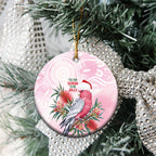 Pink Galah Christmas Australia Ceramic Ornament Watercolor Painting Aboriginal Art