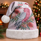 Pink Galah Christmas Australia Christmas Santa Hat Watercolor Painting Aboriginal Art