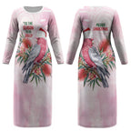 Pink Galah Christmas Australia Couples Matching Long Sleeve Bodycon Dress and Hawaiian Shirt Watercolor Painting Aboriginal Art