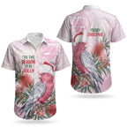 Pink Galah Christmas Australia Couples Matching Summer Maxi Dress and Hawaiian Shirt Watercolor Painting Aboriginal Art