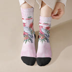 Pink Galah Christmas Australia Crew Socks Watercolor Painting Aboriginal Art