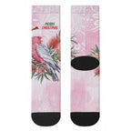 Pink Galah Christmas Australia Crew Socks Watercolor Painting Aboriginal Art