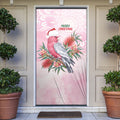 Pink Galah Christmas Australia Door Cover Watercolor Painting Aboriginal Art