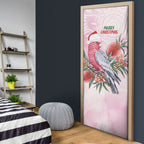 Pink Galah Christmas Australia Door Cover Watercolor Painting Aboriginal Art