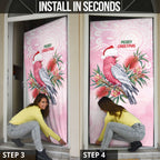 Pink Galah Christmas Australia Door Cover Watercolor Painting Aboriginal Art