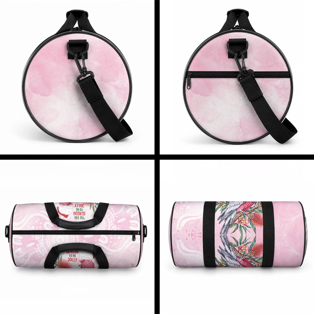 Pink Galah Christmas Australia Duffle Bag Watercolor Painting Aboriginal Art