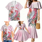 Pink Galah Christmas Australia Family Matching Mermaid Dress and Hawaiian Shirt Watercolor Painting Aboriginal Art