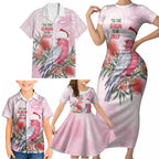 Pink Galah Christmas Australia Family Matching Short Sleeve Bodycon Dress and Hawaiian Shirt Watercolor Painting Aboriginal Art
