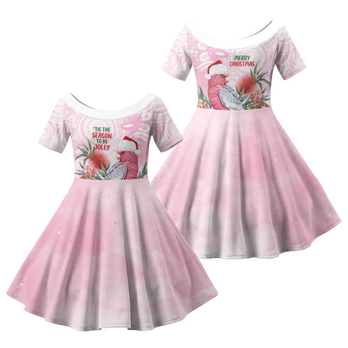 Pink Galah Christmas Australia Family Matching Summer Maxi Dress and Hawaiian Shirt Watercolor Painting Aboriginal Art
