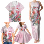 Pink Galah Christmas Australia Family Matching Tank Maxi Dress and Hawaiian Shirt Watercolor Painting Aboriginal Art