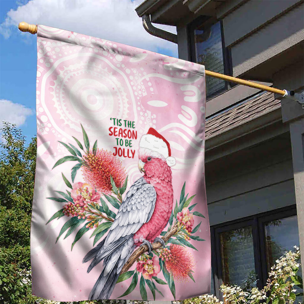 Pink Galah Christmas Australia Garden Flag Watercolor Painting Aboriginal Art