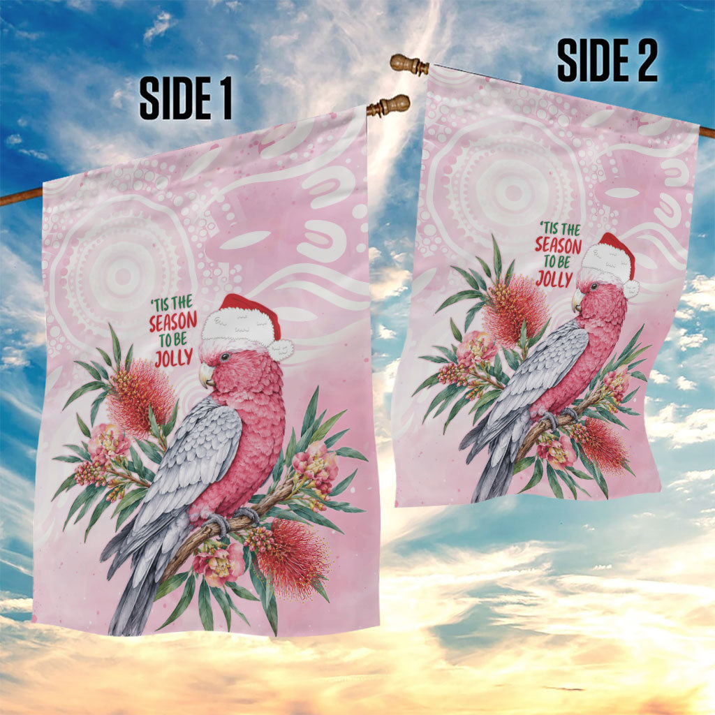 Pink Galah Christmas Australia Garden Flag Watercolor Painting Aboriginal Art