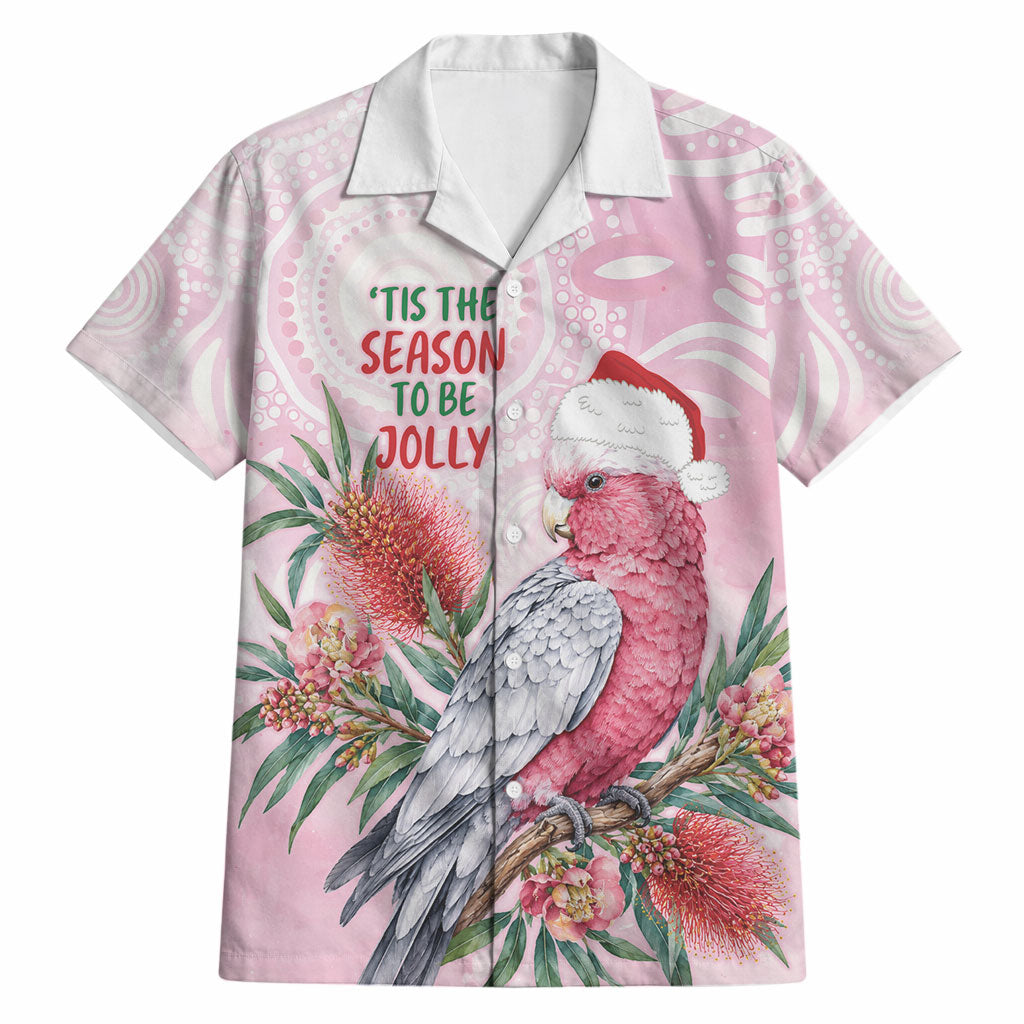Pink Galah Christmas Australia Hawaiian Shirt Watercolor Painting Aboriginal Art