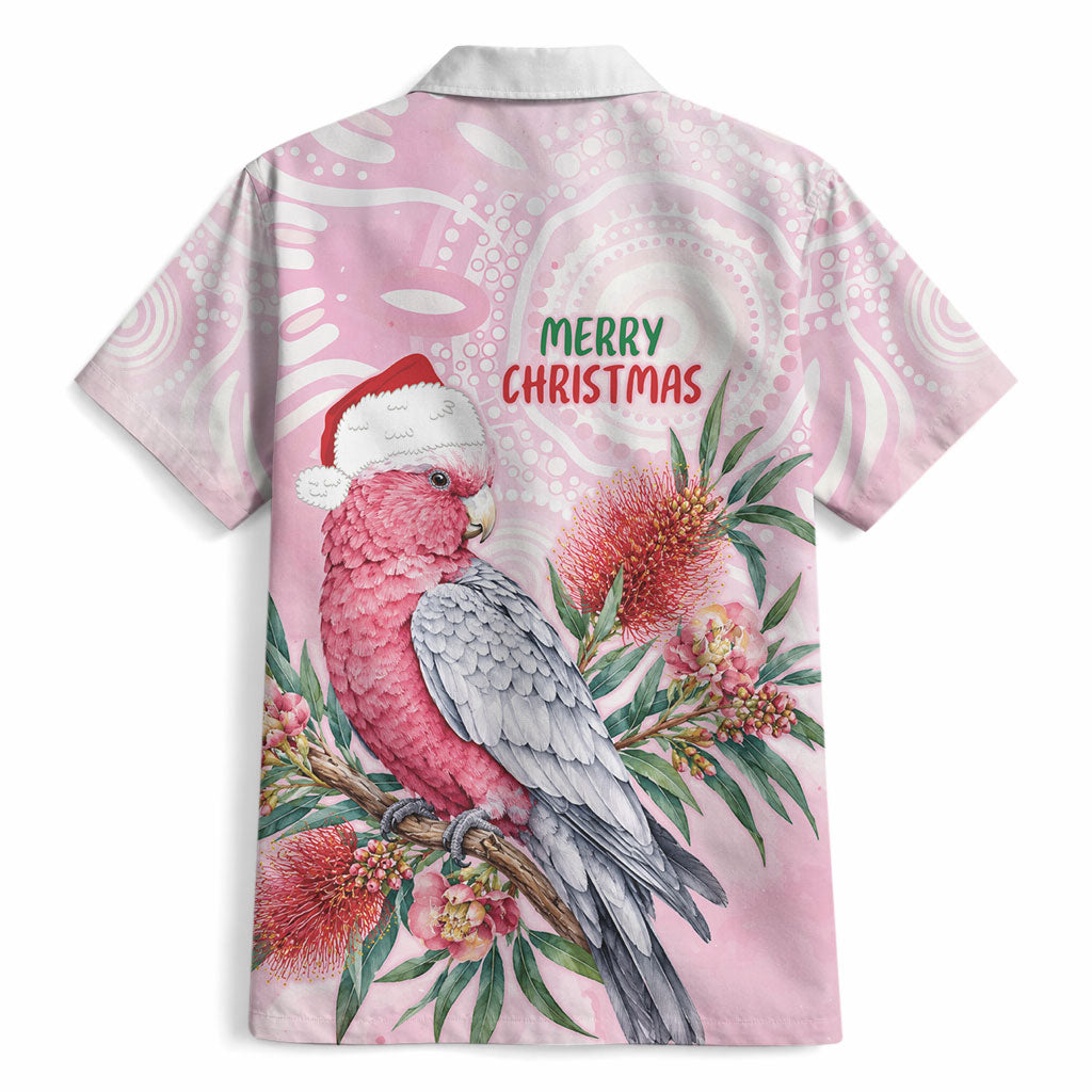 Pink Galah Christmas Australia Hawaiian Shirt Watercolor Painting Aboriginal Art