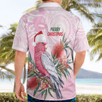 Pink Galah Christmas Australia Hawaiian Shirt Watercolor Painting Aboriginal Art