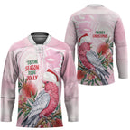 Pink Galah Christmas Australia Hockey Jersey Watercolor Painting Aboriginal Art