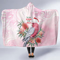 Pink Galah Christmas Australia Hooded Blanket Watercolor Painting Aboriginal Art
