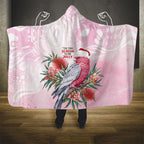 Pink Galah Christmas Australia Hooded Blanket Watercolor Painting Aboriginal Art