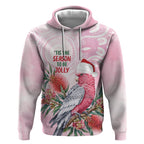 Pink Galah Christmas Australia Hoodie Watercolor Painting Aboriginal Art