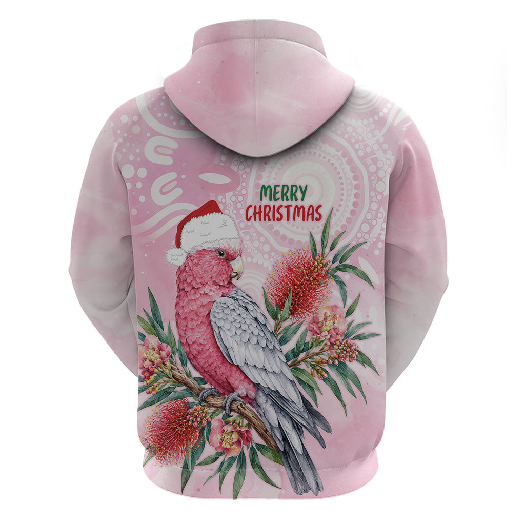 Pink Galah Christmas Australia Hoodie Watercolor Painting Aboriginal Art