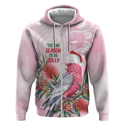 Pink Galah Christmas Australia Hoodie Watercolor Painting Aboriginal Art