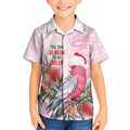 Pink Galah Christmas Australia Kid Hawaiian Shirt Watercolor Painting Aboriginal Art