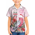 Pink Galah Christmas Australia Kid Hawaiian Shirt Watercolor Painting Aboriginal Art