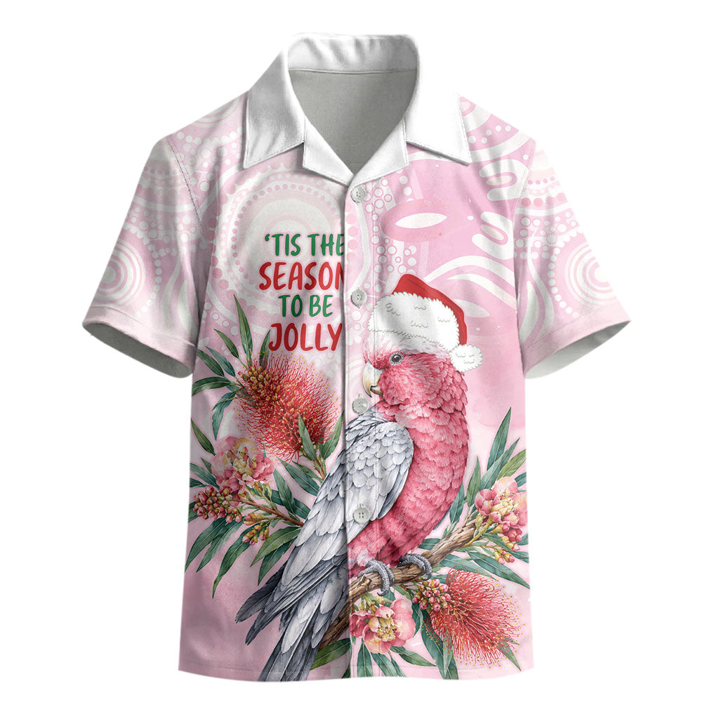 Pink Galah Christmas Australia Kid Hawaiian Shirt Watercolor Painting Aboriginal Art