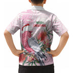 Pink Galah Christmas Australia Kid Hawaiian Shirt Watercolor Painting Aboriginal Art