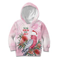 Pink Galah Christmas Australia Kid Hoodie Watercolor Painting Aboriginal Art