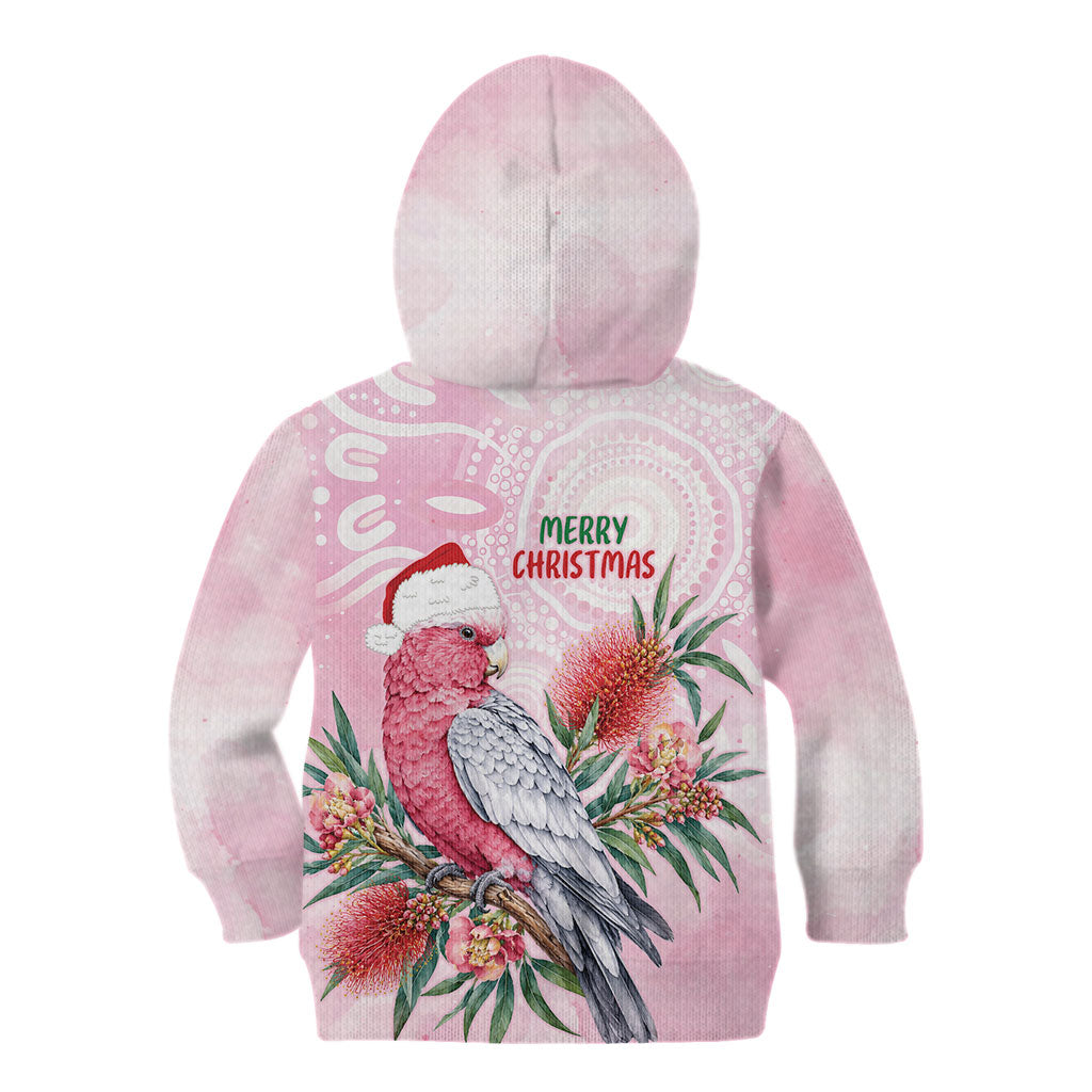 Pink Galah Christmas Australia Kid Hoodie Watercolor Painting Aboriginal Art