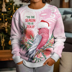 Pink Galah Christmas Australia Kid Ugly Christmas Sweater Watercolor Painting Aboriginal Art