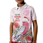 Pink Galah Christmas Australia Kid Polo Shirt Watercolor Painting Aboriginal Art