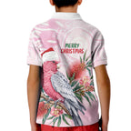 Pink Galah Christmas Australia Kid Polo Shirt Watercolor Painting Aboriginal Art