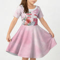 Pink Galah Christmas Australia Kid Short Sleeve Dress Watercolor Painting Aboriginal Art