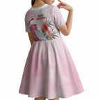 Pink Galah Christmas Australia Kid Short Sleeve Dress Watercolor Painting Aboriginal Art