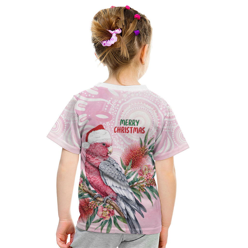 Pink Galah Christmas Australia Kid T Shirt Watercolor Painting Aboriginal Art