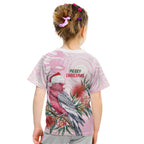 Pink Galah Christmas Australia Kid T Shirt Watercolor Painting Aboriginal Art