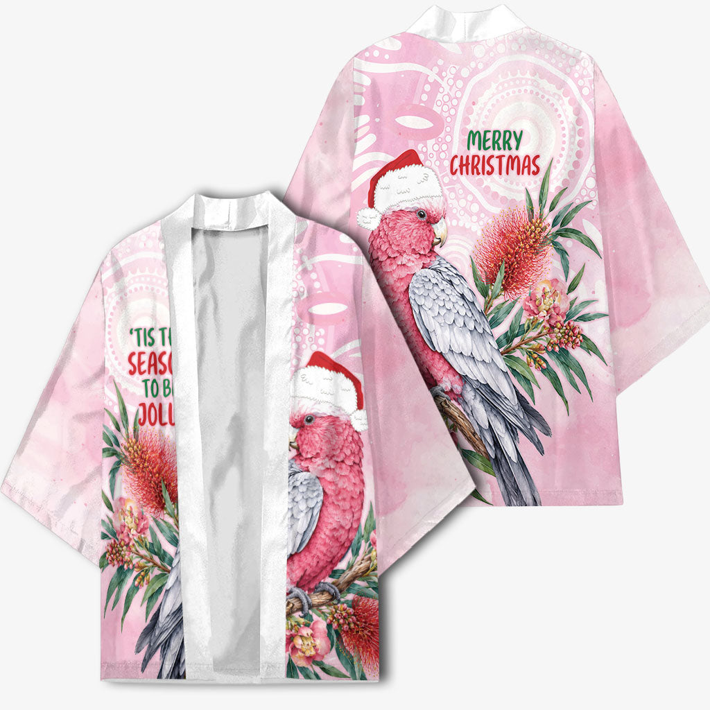 Pink Galah Christmas Australia Kimono Watercolor Painting Aboriginal Art
