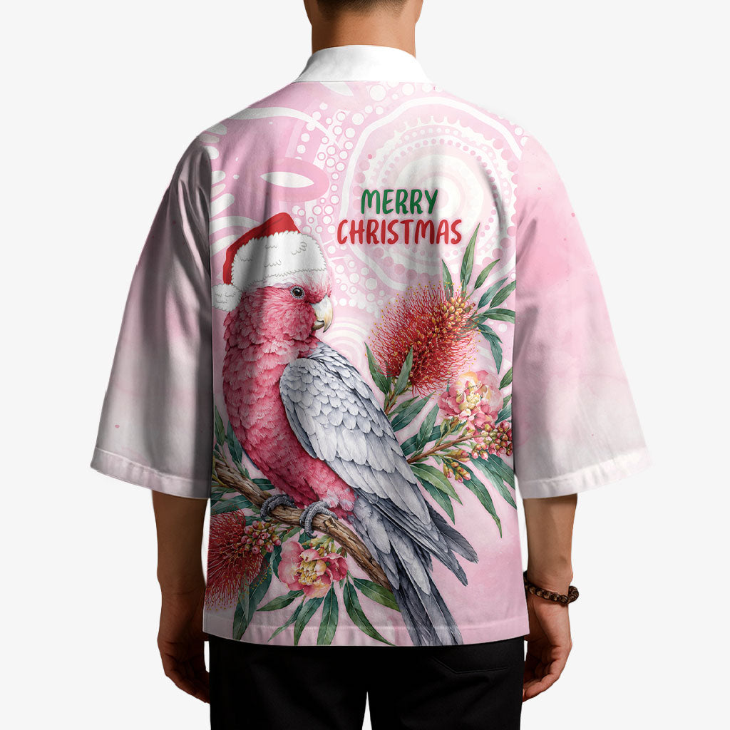 Pink Galah Christmas Australia Kimono Watercolor Painting Aboriginal Art