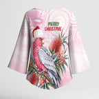 Pink Galah Christmas Australia Kimono Sleeve Blouse Watercolor Painting Aboriginal Art