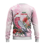 Pink Galah Christmas Australia Ugly Christmas Sweater Watercolor Painting Aboriginal Art