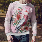 Pink Galah Christmas Australia Ugly Christmas Sweater Watercolor Painting Aboriginal Art