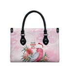 Pink Galah Christmas Australia Leather Bag Watercolor Painting Aboriginal Art