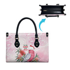 Pink Galah Christmas Australia Leather Bag Watercolor Painting Aboriginal Art