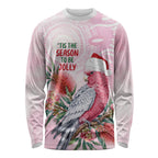 Pink Galah Christmas Australia Long Sleeve Shirt Watercolor Painting Aboriginal Art