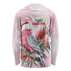 Pink Galah Christmas Australia Long Sleeve Shirt Watercolor Painting Aboriginal Art