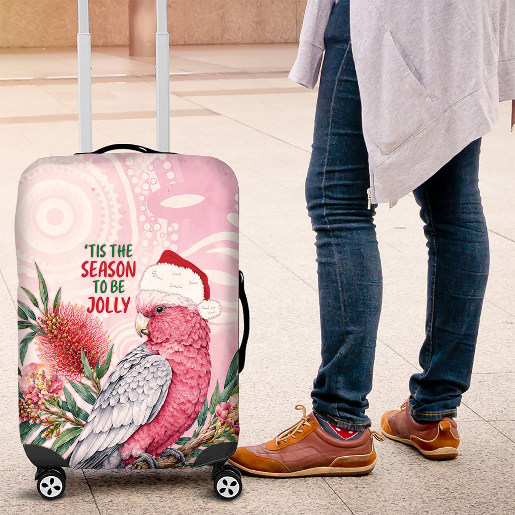 Pink Galah Christmas Australia Luggage Cover Watercolor Painting Aboriginal Art