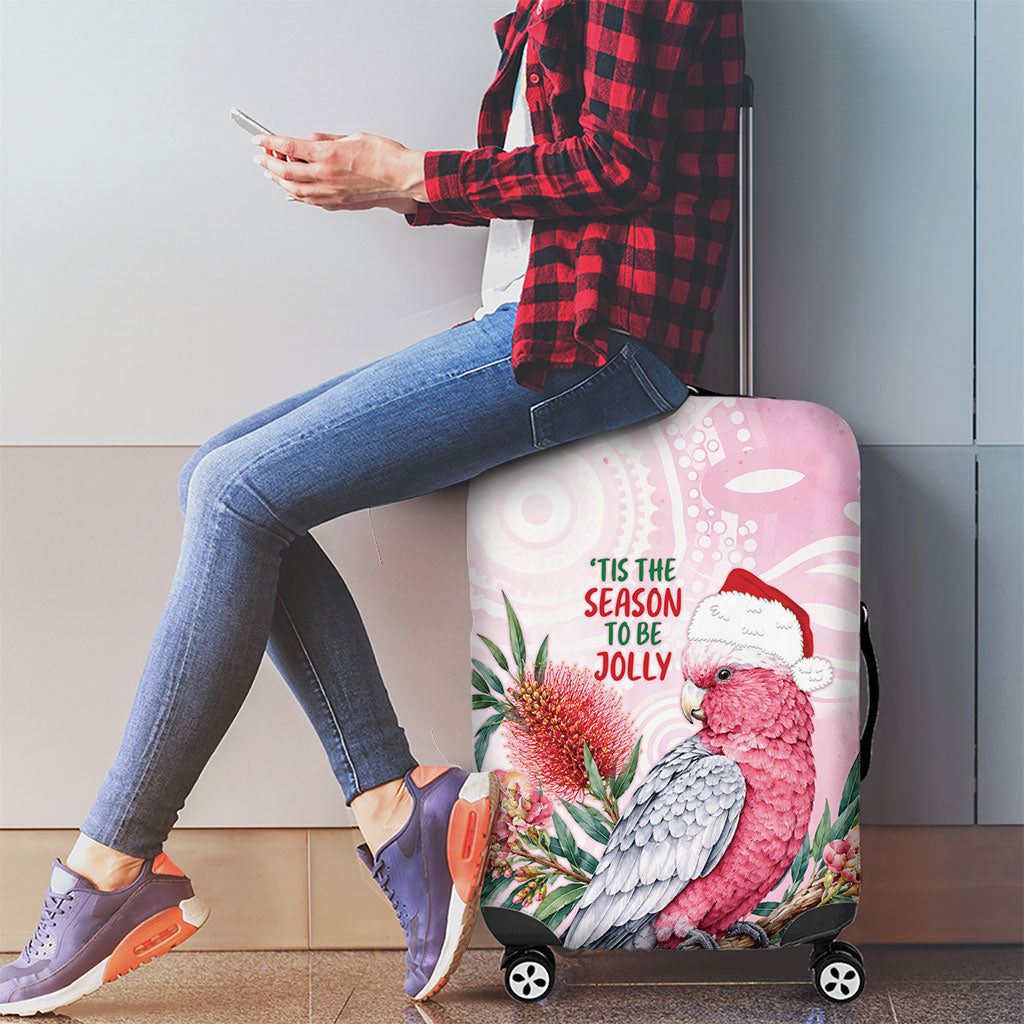 Pink Galah Christmas Australia Luggage Cover Watercolor Painting Aboriginal Art